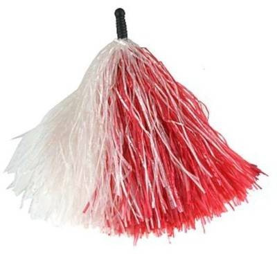 WHITE RED POMPON WITH A HANDLE KZS-2077
