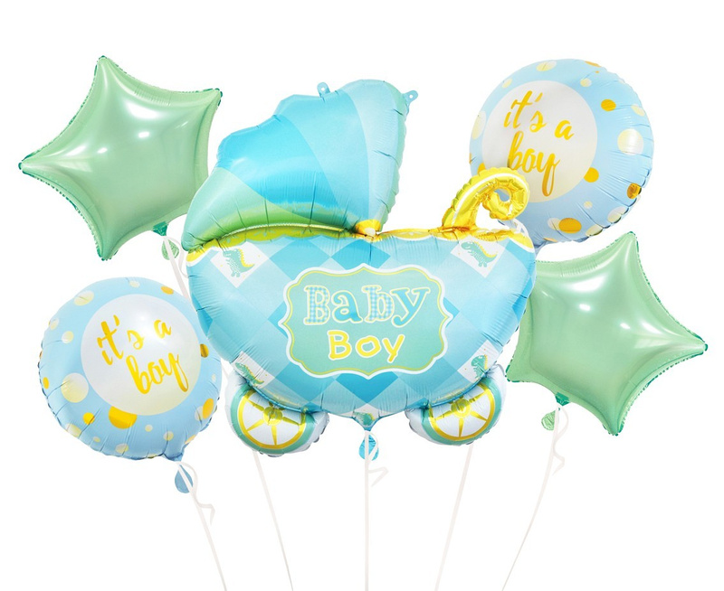 HELIUM BALOON SET OF STROLLER BLUE  1 5 PCS BZ-HWZN