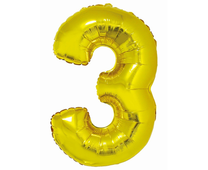 NUMBER  3 HELIUM GOLD  76CM CH-SZL3