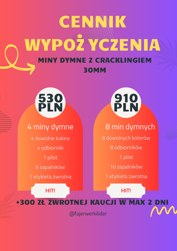 ZESTAW 8 MIN DYMNYCH Z SYSTEMEM DO ODPALANIA - WYPOŻYCZENIE