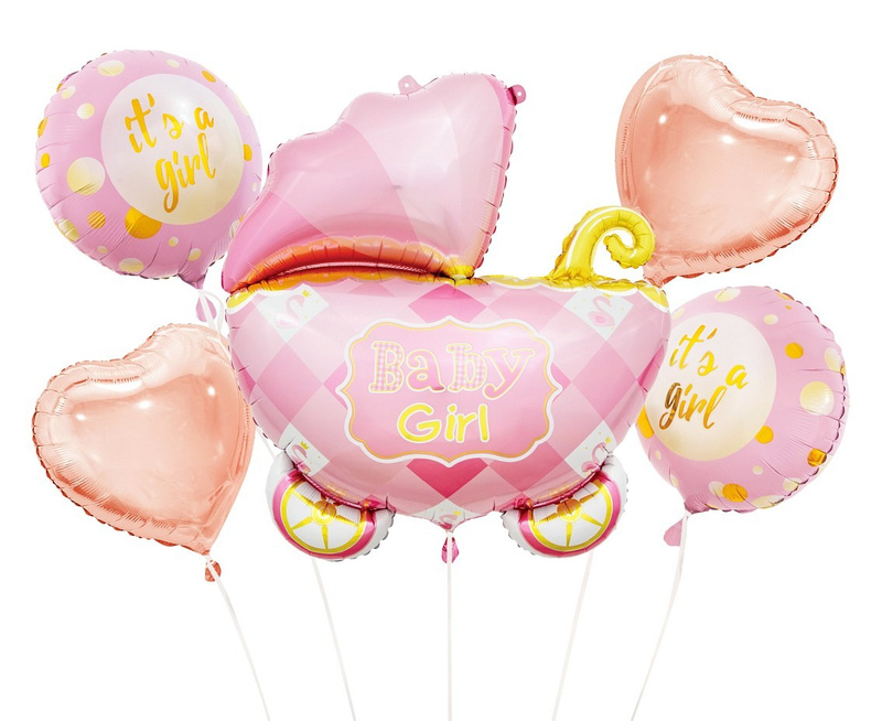 HELIUM BALOON SET OF STROLLER PINK 1 5 PCS BZ-HWZR